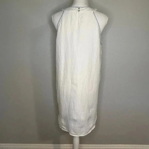 Lucky 100% linen boho embroidered halter sleeveless dress size M - Picture 4 of 9
